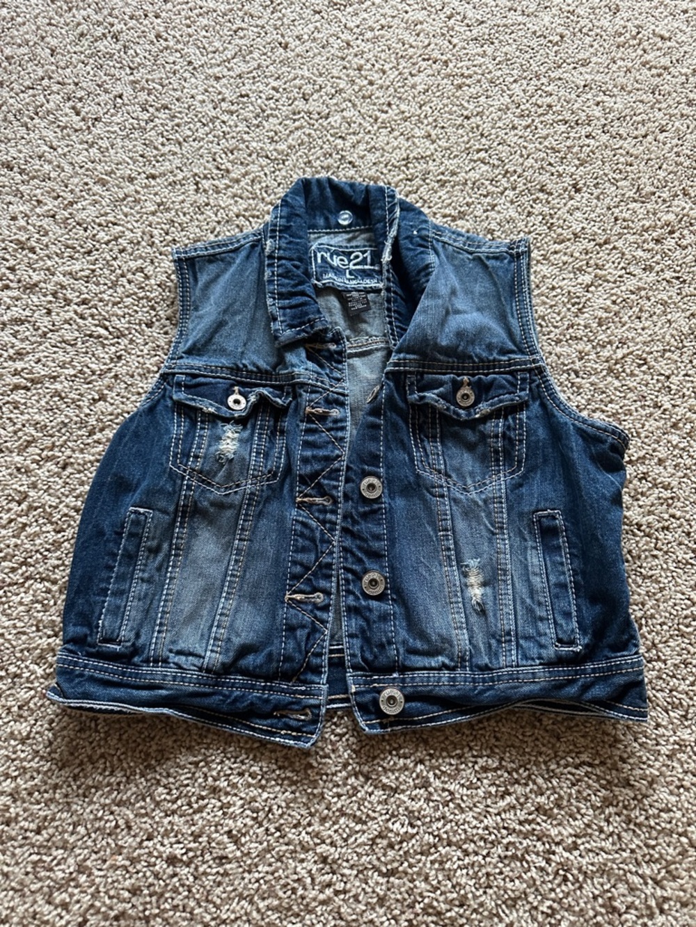 Rue21 Indigo Washed Denim Vest